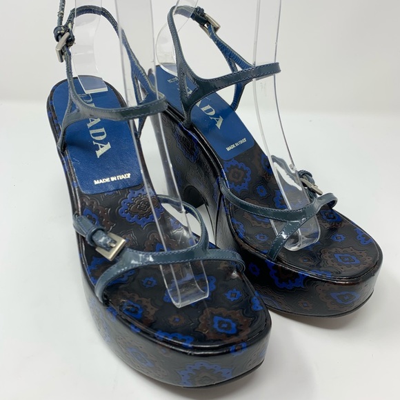 Prada Platform Sandal Strappy Ikat Pattern 35.5 - Picture 2 of 8